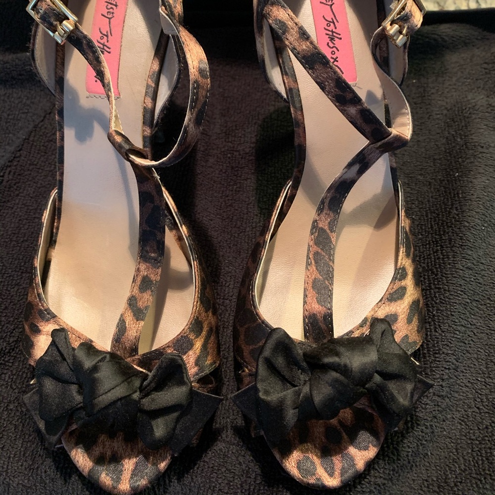Betsey Johnson Leopard Peep Toe Heels